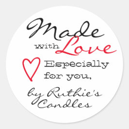 Einfach Minimalistisch gemacht mit Liebe Herzweiße Runder Aufkleber