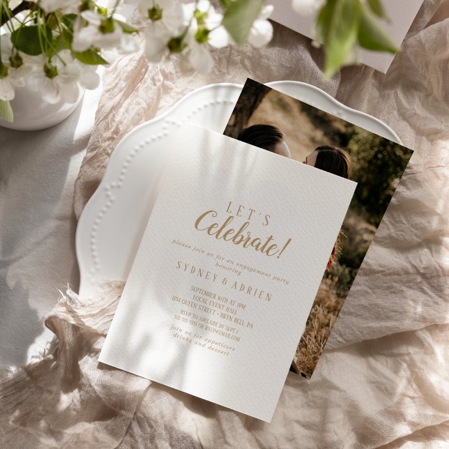 Einfach Minimalistisch|Gold Foto Feiern Sie Party Einladung (Von Creator hochgeladen)