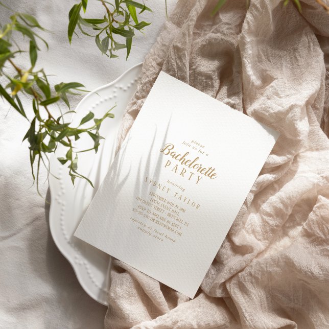 Einfach Minimalistisch|Gold Junggeselinnen-Abschie Einladung (Von Creator hochgeladen)