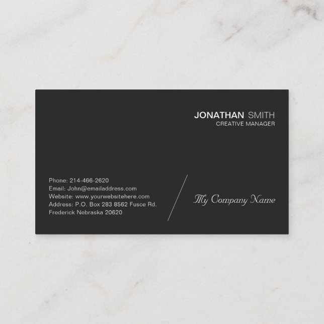 Einfach Minimalistisch, luxuriös, Premium, schwarz Visitenkarte (Rückseite)