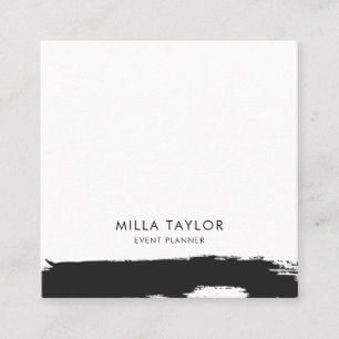 Einfach minimalistisch Moderne Schwarz-Weiß-Pinsel Quadratische Visitenkarte