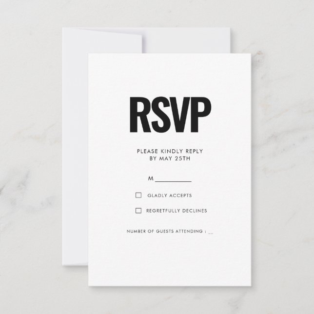 Einfach minimalistisch RSVP karte (Vorderseite)