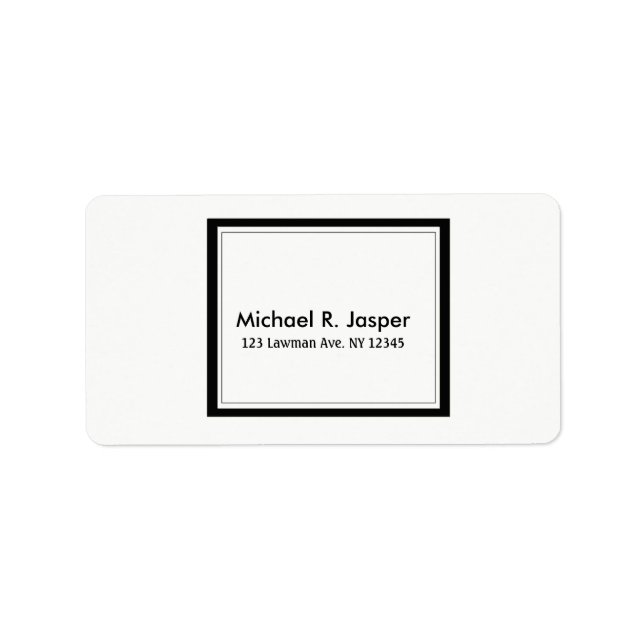 Einfach Minimalistisch Schwarz und Weiß Adressaufkleber (Vorne)