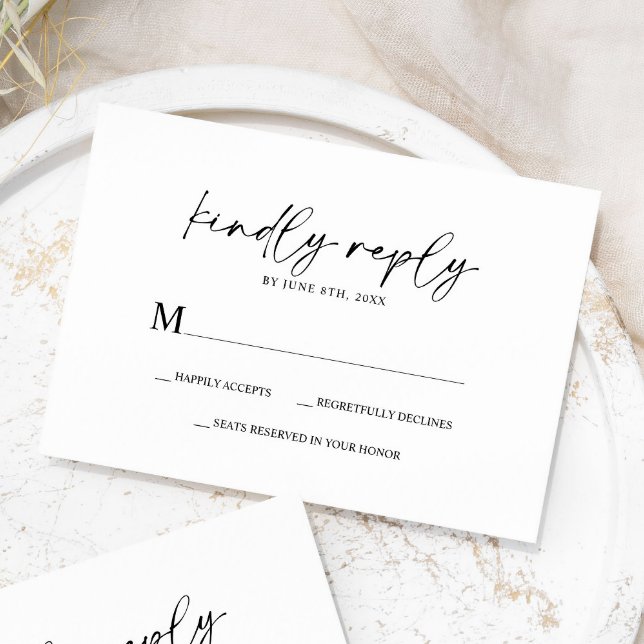 Einfach Minimalistisch und modern | RSVP-Hochzeitk RSVP Karte (Von Creator hochgeladen)