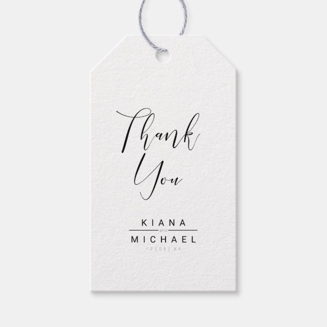 Einfach Minimalistische Hochzeit Danke, ID523 Geschenkanhänger (Vorderseite)