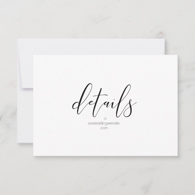 Einfach Minimalistische Hochzeitdetails Schwarz ID (Vorderseite)