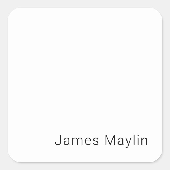 Einfach minimalistischer bearbeitbarer Name oder a Quadratischer Aufkleber (Vorderseite)