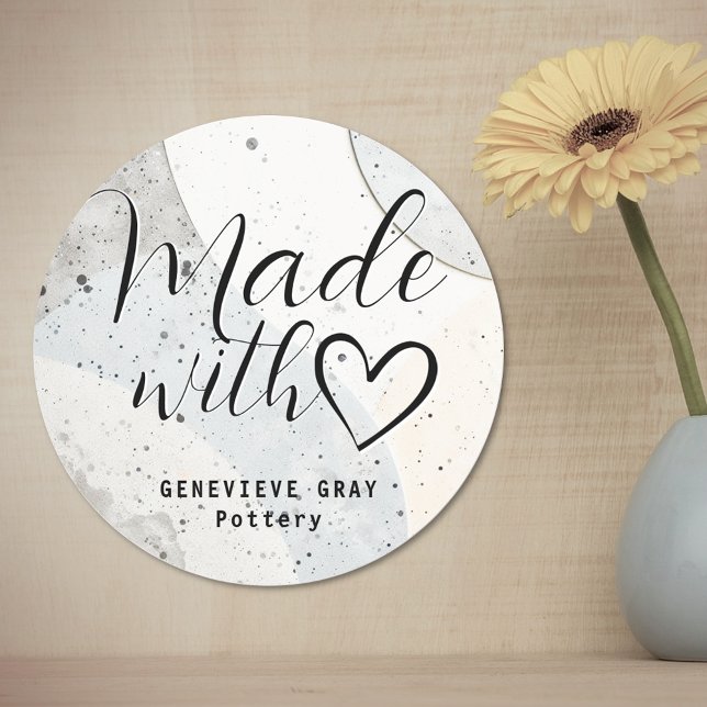 Einfach Minimalistischer Beton aus Liebe Herz Runder Aufkleber (Von Creator hochgeladen)