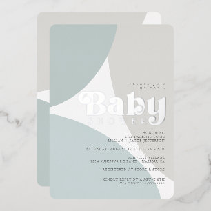Einfach minimalistischer Boho-Bluton-Baby-Shower-F Folieneinladung