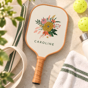 Einfach minimalistischer botanischer Blumenname pe Pickleball Schläger