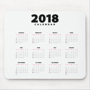 Einfach Minimalistischer Kalender 2018   Mousepad