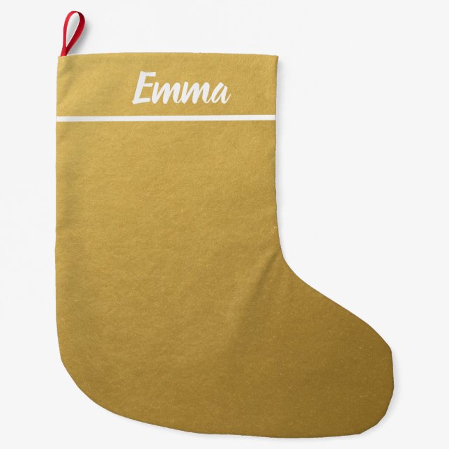 Einfach Minimalistischer Name: Script Gold Großer Weihnachtsstrumpf (Vorderseite)