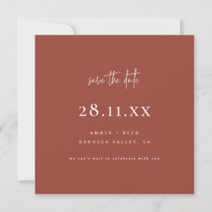 Einfach Minimalistischer Platz Terracotta auf dem Save The Date