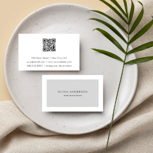 Einfach Minimalistischer QR Code Gray Modernster S Visitenkarte