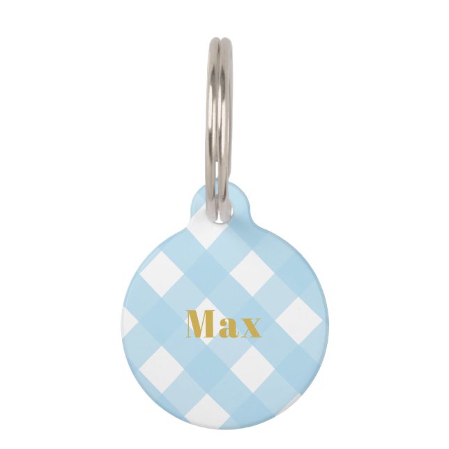 Einfach Minimalistischer Spaß Blau und Gold Haustiermarke (Vorderseite)