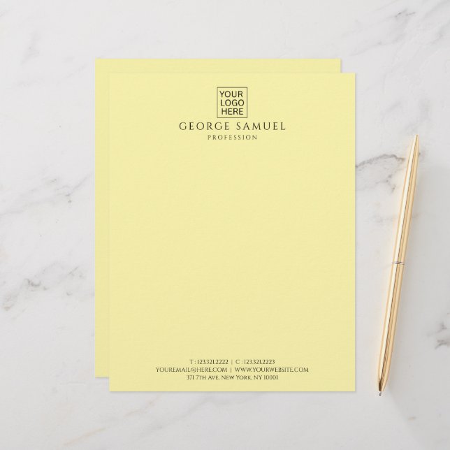 Einfach Minimalistisches Logo und Text Briefbogen (Vorderseite/Rückseite Beispiel)