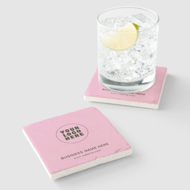 Einfach Minimalistisches Logo und Text Steinuntersetzer (Seitenansicht)