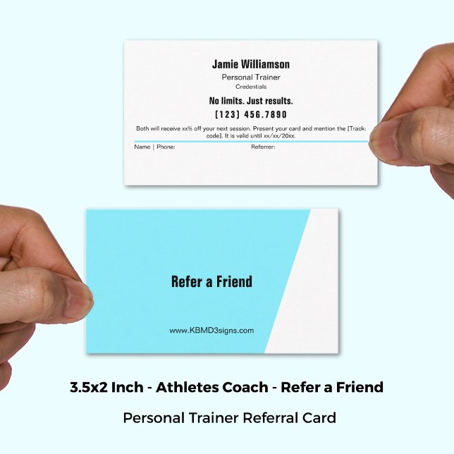 Einfach mit einem Freund, Electric Blue & White Empfehlungskarte (3.5x2 Inch, Simple Refer-a-Friend Electric Blue & White Referral Card)