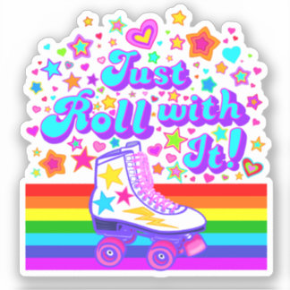Einfach mit ihm 70er-Regenbogenwalzen Skate Sticke Aufkleber