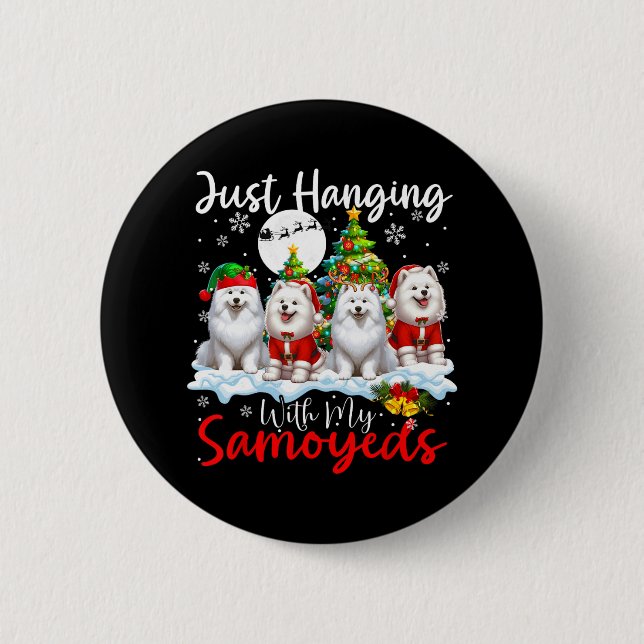Einfach mit meinen Samoyeds spielen Weihnachten Dr Button (Vorderseite)