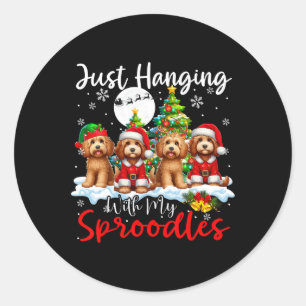 Einfach mit meinen Sproodles spielen Weihnachten W Runder Aufkleber