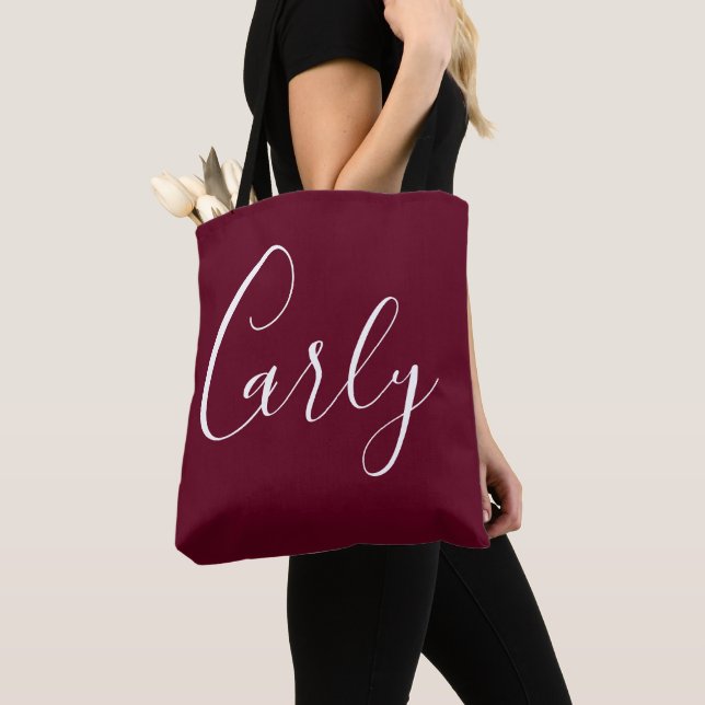 Einfach Mit Monogramm Burgundy Tote Tasche (Von Nahem)