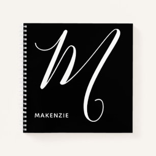 Einfach Mit Monogramm Letter M Black & White Notizbuch
