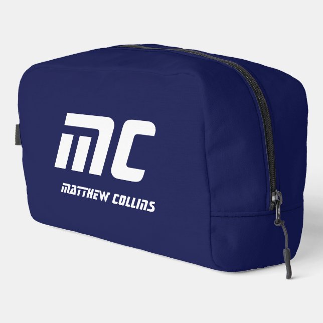 Einfach Mit Monogramm Name Text für ihn Waschbeutel (Rechte Ecke)