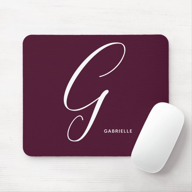 Einfach Mit Monogramm Script Letter G Burgundy Mousepad (Mit Mouse)