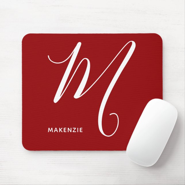 Einfach Mit Monogramm Script Letter M Autumn Red Mousepad (Mit Mouse)