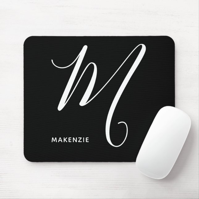 Einfach Mit Monogramm Script Letter M Black & Whit Mousepad (Mit Mouse)