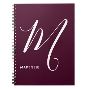 Einfach Mit Monogramm Script-Letter M Burgund Notizblock