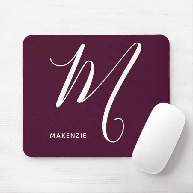 Einfach Mit Monogramm Script Letter M Burgundy Mousepad (Mit Mouse)