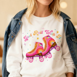 Einfach Mitmachen Roller Skating Teen Retro Rosa Sweatshirt