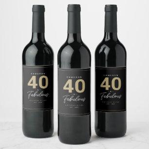 Einfach modern 40 & fabelhaft Personalisiert Weinetikett