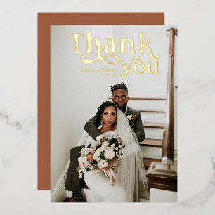 Einfach modern Boho Foto Wedding Vielen Dank Folieneinladung