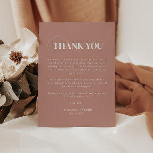 Einfach & Modern Dusty Rose Hochzeit Dankeskarte