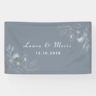 Einfach Modern Elegant Staubblau Hochzeit Banner