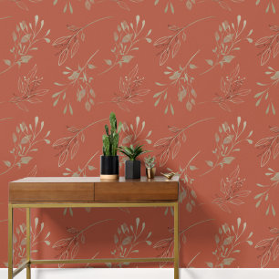 Einfach Modern Elegante Blätter Terrakotta Tapete