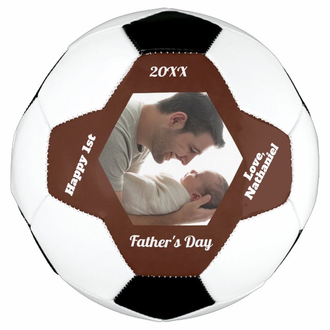 Einfach Modern Erstes Vatertagsfoto Fußball (Vorderseite)