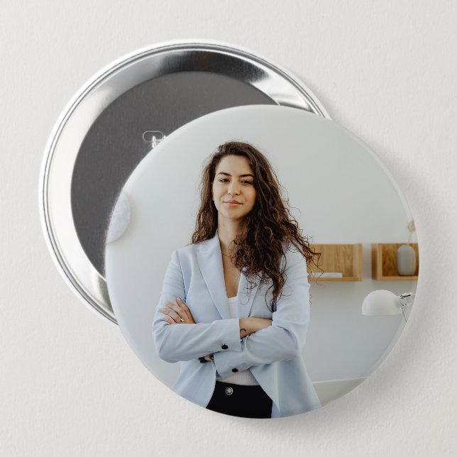 Einfach Modern Foto Rund 4 Zoll Button (Vorne & Hinten)