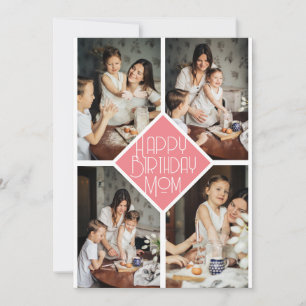 Einfach Modern Happy Birthday Mama Fotocollage Feiertagskarte