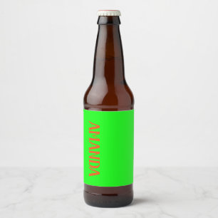 Einfach & modern Lime Green & Orange - Personalisi Bierflaschenetikett