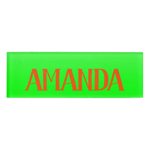 Einfach & modern Lime Green & Orange - Personalisi Namenschild