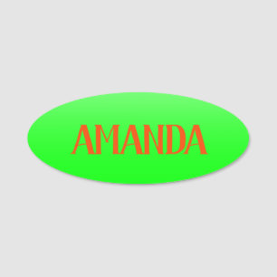 Einfach & modern Lime Green & Orange - Personalisi Namensschild