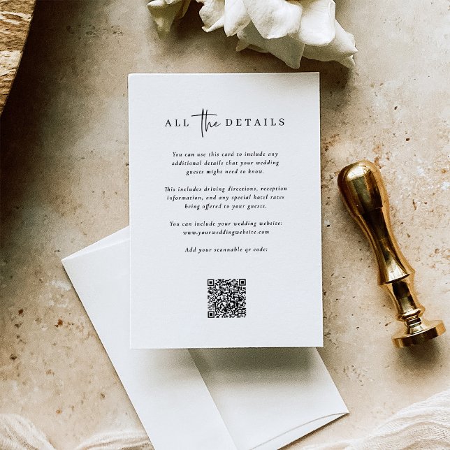 Einfach modern Minimalistisch | Angaben zum Hochze Begleitkarte (Wedding detail cards with a scannable QR code)