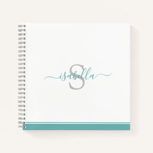 Einfach modern Mit Monogramm Aquamarin Notizbuch