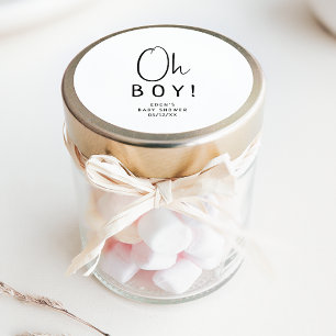 Einfach modern neutral Oh Junge! Baby Shower Fevor Runder Aufkleber