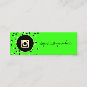 Einfach Modern, Punkte, Gold Instagram Grün Neon Mini Visitenkarte