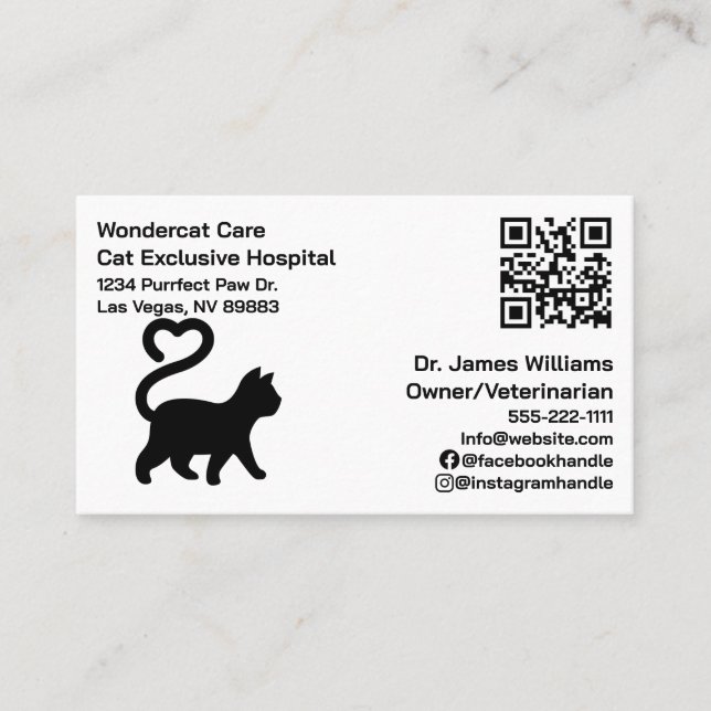 Einfach , modern , QR Code Veterinary Hospital Visitenkarte (Vorderseite)
